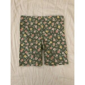 Size 5 Unbranded girl clothes - one piece shorts | solid green & flowers theme